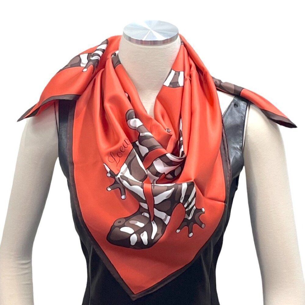 Loewe multicolor Square silk scarf reptile Orange Brown White - Picture 3 of 4